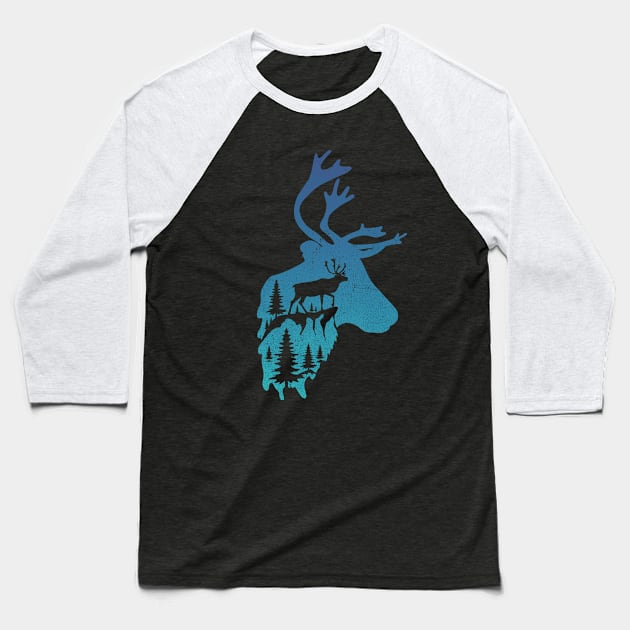 Mountain Deer Baseball T-Shirt by Cup of Tee